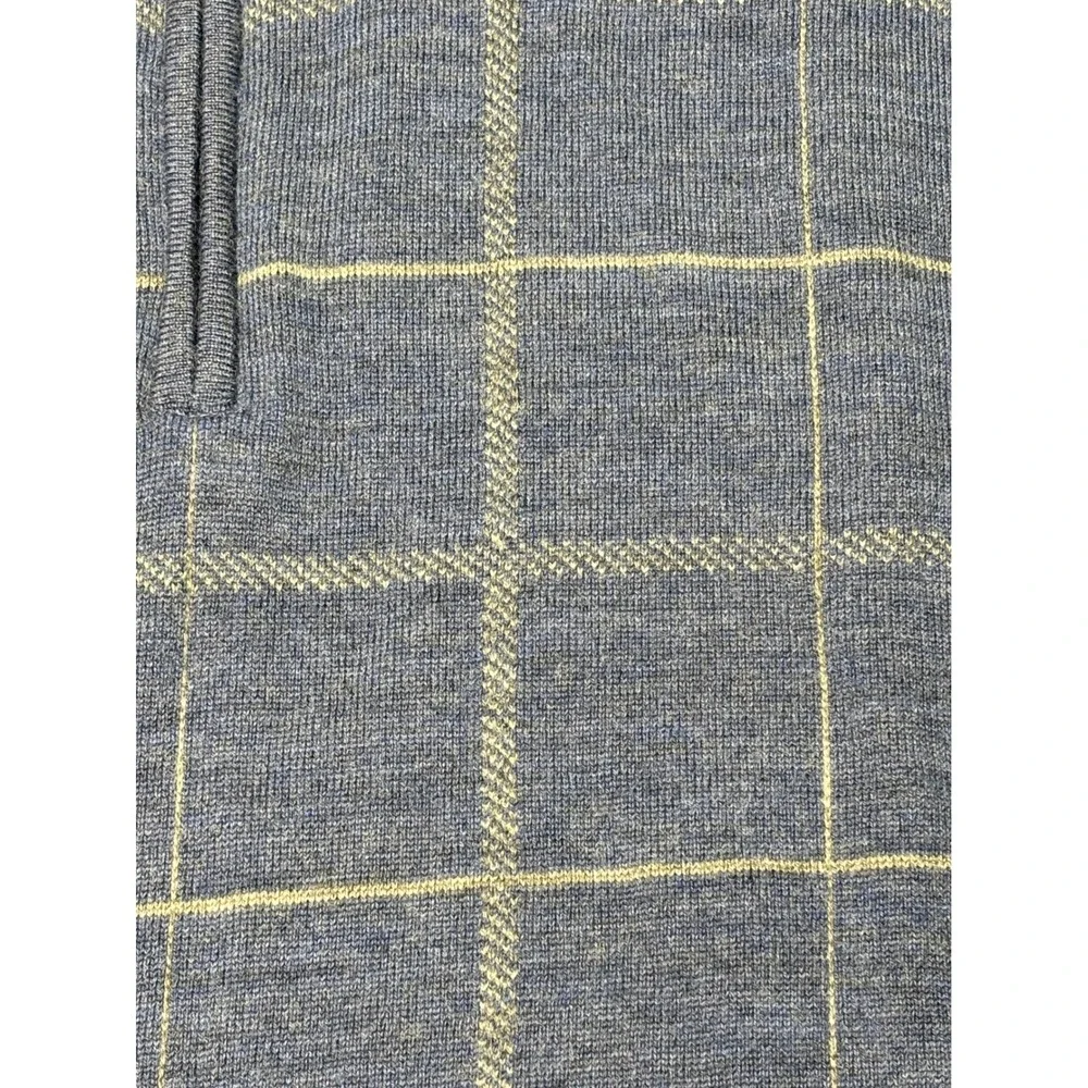 JOS A‎ BANK Signature Collection Mens Plaid 100% Merino Wool 1/4 Zip Sweater L